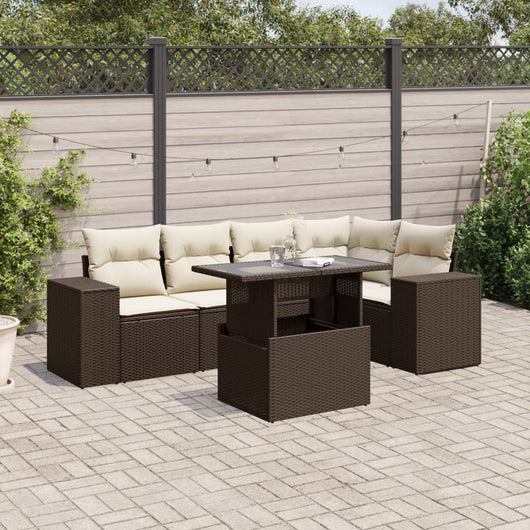 vidaXL Set Divano da Giardino 6 pz con Cuscini Marrone in Polyrattan