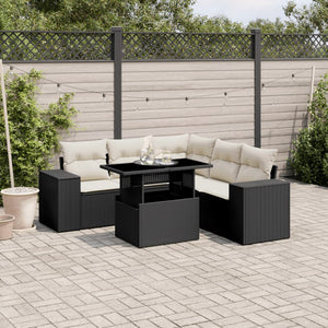 Set Divano da Giardino 6 pz con Cuscini Nero in Polyrattan 3269156