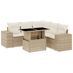 vidaXL Set Divano da Giardino 6 pz con Cuscini Beige in Polyrattan