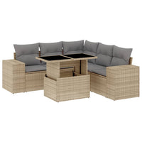 vidaXL Set Divano da Giardino 6 pz con Cuscini Beige in Polyrattan