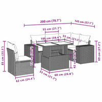 Set Divano da Giardino 6 pz con Cuscini Nero in Polyrattan 3269165