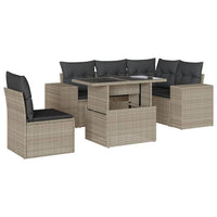 vidaXL Set Divano da Giardino 6pz con Cuscini Grigio Chiaro Polyrattan