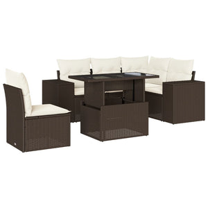vidaXL Set Divano da Giardino 6 pz con Cuscini Marrone in Polyrattan