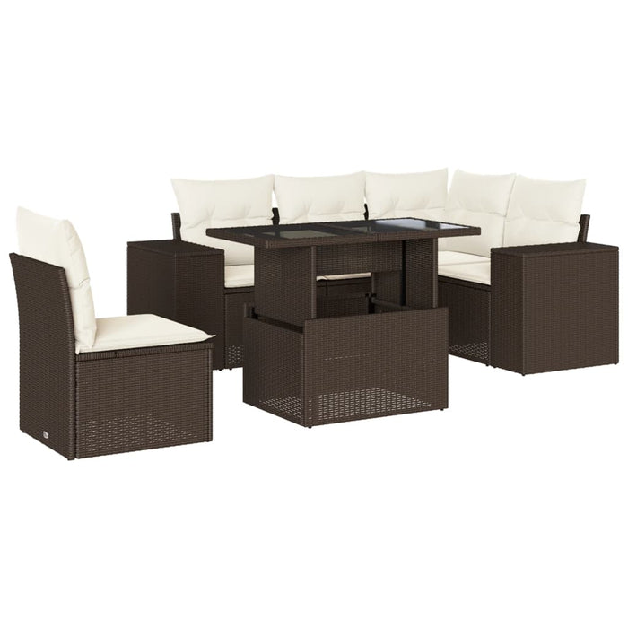 vidaXL Set Divano da Giardino 6 pz con Cuscini Marrone in Polyrattan