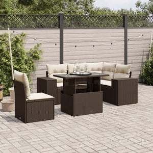 vidaXL Set Divano da Giardino 6 pz con Cuscini Marrone in Polyrattan