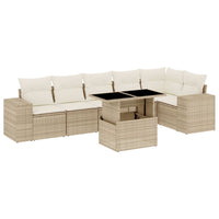 vidaXL Set Divani da Giardino 7 pz con Cuscini Beige in Polyrattan
