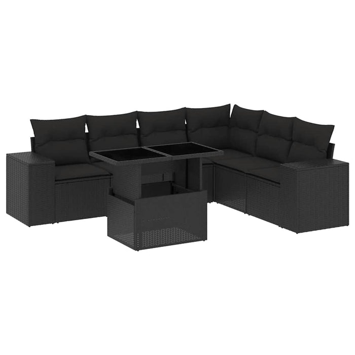 Set Divani da Giardino con Cuscini 7pz Nero Polyrattan 3269185