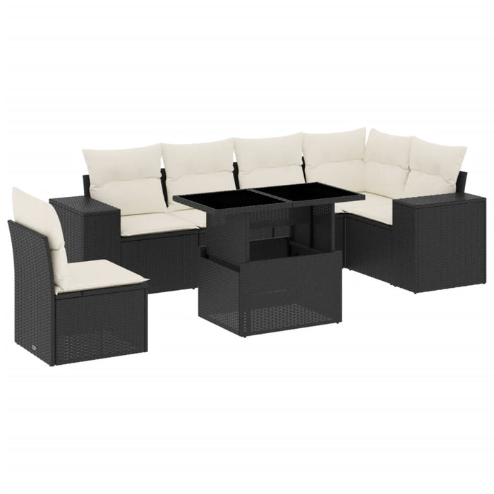 Set Divani da Giardino con Cuscini 7pz Nero Polyrattan 3269196