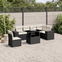 Set Divani da Giardino con Cuscini 7pz Nero Polyrattan 3269196
