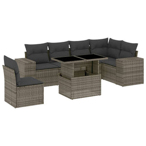 Set Divani da Giardino 7 pz con Cuscini Grigio in Polyrattan 3269200
