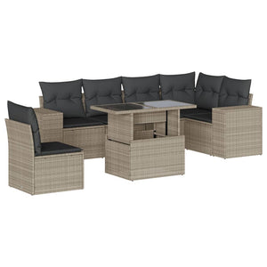vidaXL Set Divani da Giardino 7pz con Cuscini Grigio Chiaro Polyrattan