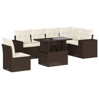 vidaXL Set Divani da Giardino 7 pz con Cuscini Marrone in Polyrattan