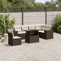 vidaXL Set Divani da Giardino 7 pz con Cuscini Marrone in Polyrattan