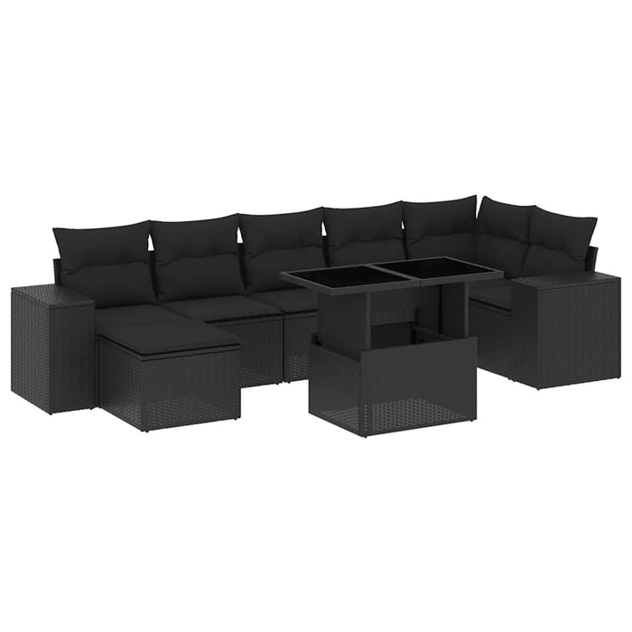 Set Divani da Giardino con Cuscini 8 pz Nero in Polyrattan 3269315