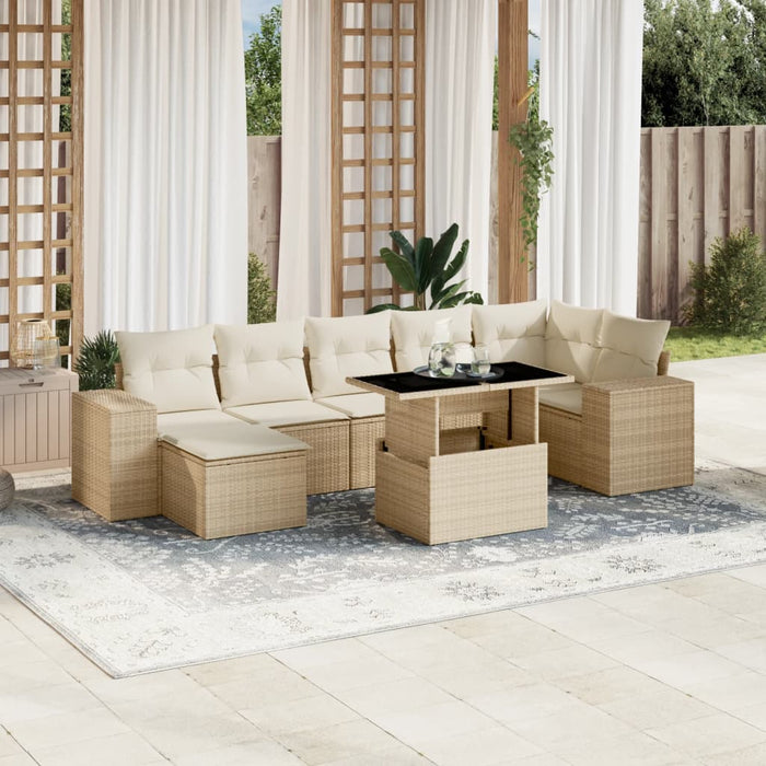 vidaXL Set Divano da Giardino 8 pz con Cuscini Beige in Polyrattan
