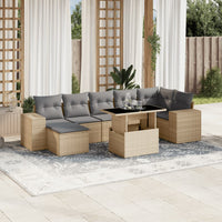 vidaXL Set Divano da Giardino 8 pz con Cuscini Beige in Polyrattan