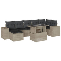 Set Divano da Giardino 8pz con Cuscini Grigio Chiaro Polyrattan 3269322