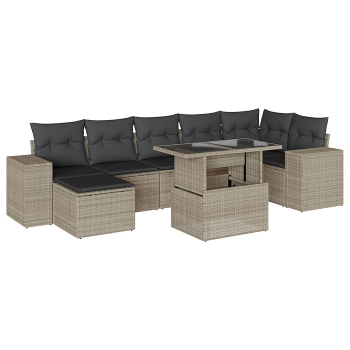 Set Divano da Giardino 8pz con Cuscini Grigio Chiaro Polyrattan 3269322