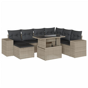 vidaXL Set Divano da Giardino 8pz con Cuscini Grigio Chiaro Polyrattan