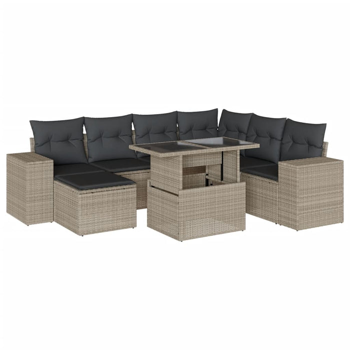 vidaXL Set Divano da Giardino 8pz con Cuscini Grigio Chiaro Polyrattan