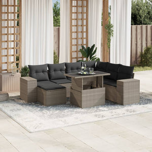vidaXL Set Divano da Giardino 8pz con Cuscini Grigio Chiaro Polyrattan