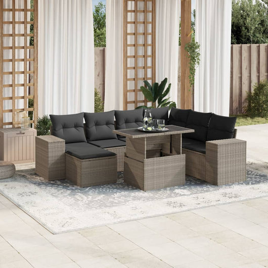vidaXL Set Divano da Giardino 8pz con Cuscini Grigio Chiaro Polyrattan