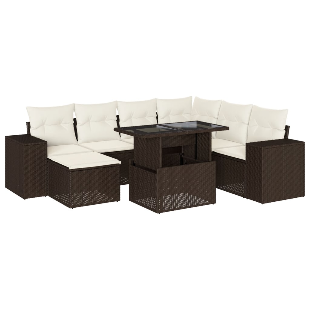 vidaXL Set Divani da Giardino 8 pz con Cuscini Marrone in Polyrattan