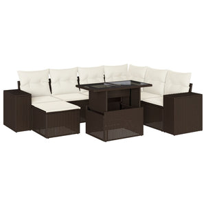 vidaXL Set Divani da Giardino 8 pz con Cuscini Marrone in Polyrattan