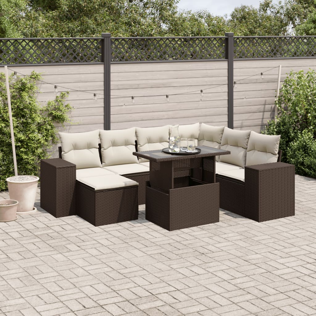 vidaXL Set Divani da Giardino 8 pz con Cuscini Marrone in Polyrattan