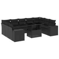Set Divani da Giardino 10pz con Cuscini in Polyrattan Nero 3269365