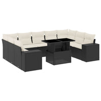 Set Divani da Giardino 10pz con Cuscini in Polyrattan Nero 3269366
