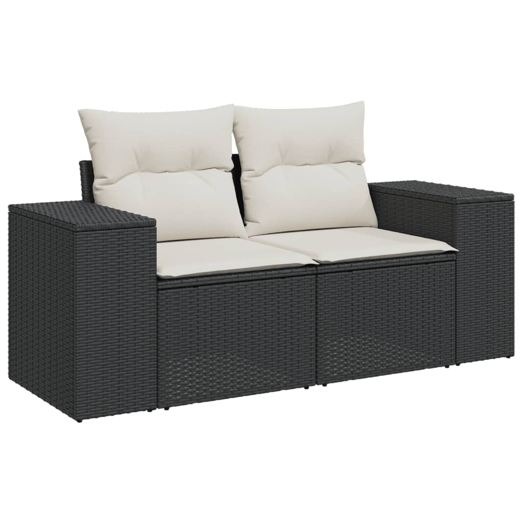 Set Divani da Giardino 10pz con Cuscini in Polyrattan Nero 3269366