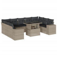 vidaXL Set Divano Giardino 10 pz con Cuscini Grigio Chiaro Polyrattan