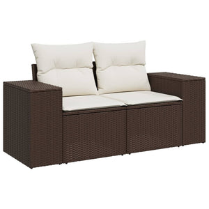 vidaXL Set Divani da Giardino 10pz con Cuscini in Polyrattan Marrone