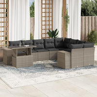 vidaXL Set Divano Giardino 10 pz con Cuscini Grigio Chiaro Polyrattan