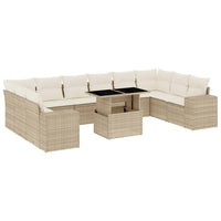 vidaXL Set Divani da Giardino 11 pz con Cuscini Beige in Polyrattan