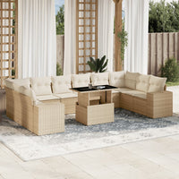 vidaXL Set Divani da Giardino 11 pz con Cuscini Beige in Polyrattan