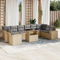 vidaXL Set Divani da Giardino 11 pz con Cuscini Beige in Polyrattan