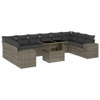 Set Divani da Giardino 11 pz con Cuscini in Polyrattan Grigio 3269410