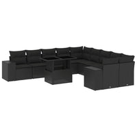 Set Divani da Giardino 11 pz con Cuscini in Polyrattan Nero 3269425