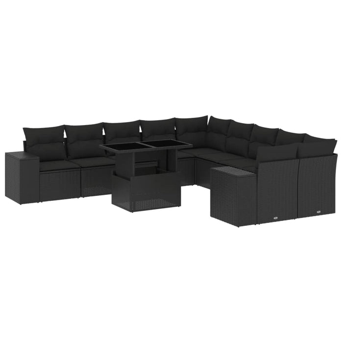 Set Divani da Giardino 11 pz con Cuscini in Polyrattan Nero 3269425