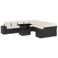 Set Divani da Giardino 11 pz con Cuscini in Polyrattan Nero 3269426