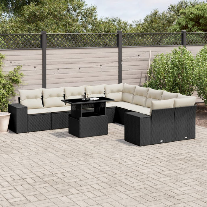 Set Divani da Giardino 11 pz con Cuscini in Polyrattan Nero 3269426