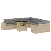 Set Divani da Giardino 11 pz con Cuscini Beige in Polyrattan 3269429