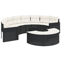 vidaXL Set Divani da Giardino Semicircolare 3 pz in Polyrattan Nero