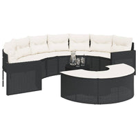 vidaXL Set Divani da Giardino Semicircolare 3 pz in Polyrattan Nero