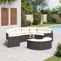 vidaXL Set Divani da Giardino Semicircolare 3 pz in Polyrattan Nero