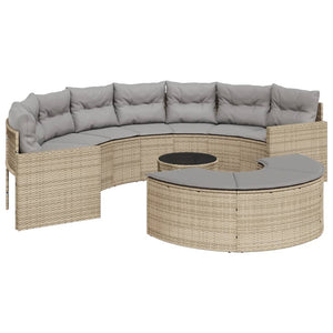 vidaXL Set Divani da Giardino Semicircolare 3 pz in Polyrattan Beige
