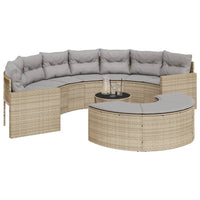 vidaXL Set Divani da Giardino Semicircolare 3 pz in Polyrattan Beige