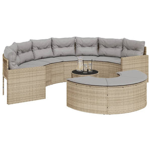 vidaXL Set Divani da Giardino Semicircolare 3 pz in Polyrattan Beige